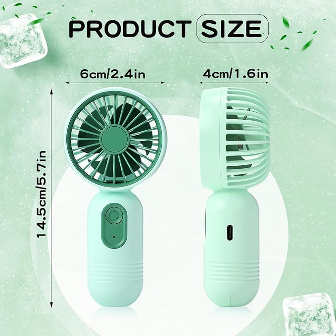 Rossesay 48 Pcs Mini Portable Fan Bulk Cute Handheld Lightweight Small Little Personal Hand Eyelash Fan 3 Speeds USB Rechargeable for Women Men Indoor Outdoor Makeup Travel (Green)