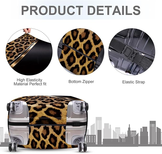 ANNA QUEEN Leopard Print Luggage Cover, Luxury Animal Pattern Suitcase Protector for 28-30 Inch Travel Bags