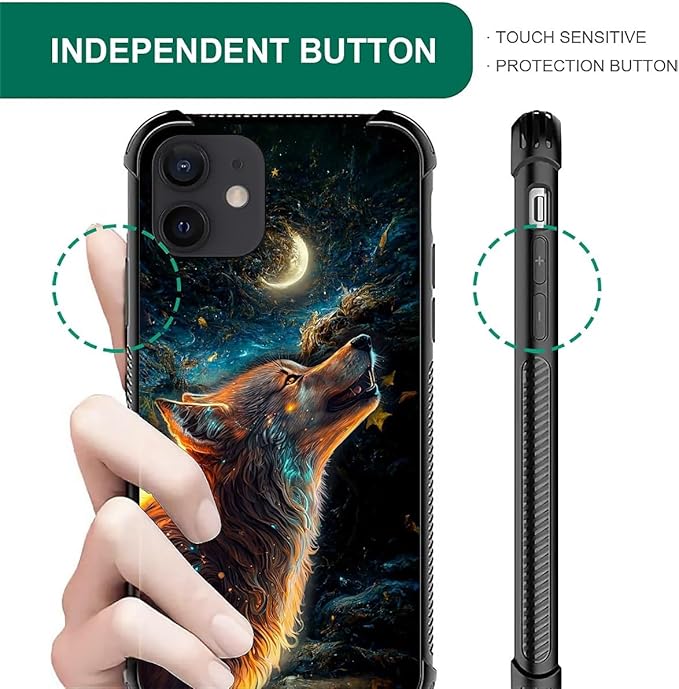 for iPhone 11 Case, Star Cave Hungry Wolf Pattern Graphic Design Girl Boy Soft Silicone Hard Acrylic Shock Protection for iPhone 11