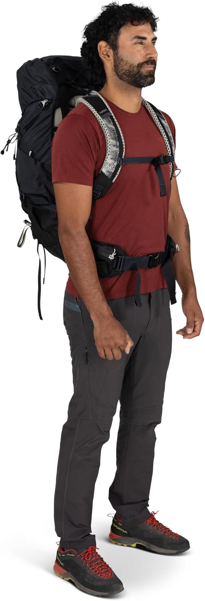 Osprey Stratos 36L Men's Hiking Backpack - Lightweight Backpacking Pack with Waterproof Raincover - Camping Bag, Raven Black