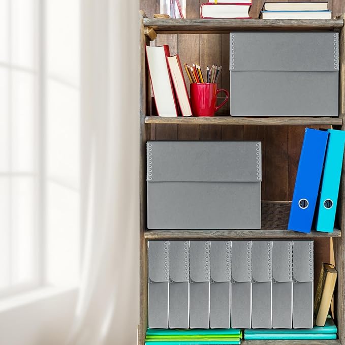 Lineco Archival Document Storage Box with Metal Edge, Acid-Free Gray Boxboard, Organize and Store Files, Prints, Photos, Letter-Sized Case 12.5" x 10.5" x 2.5" Wide, Pack of 2