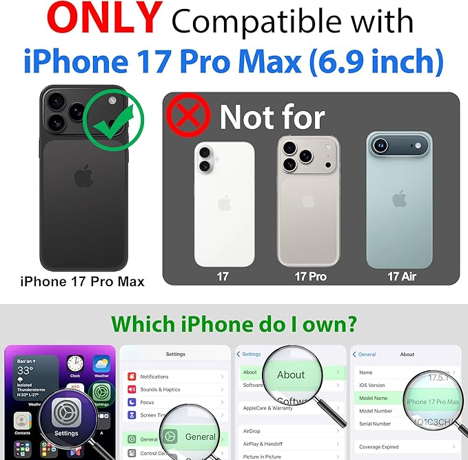 SPORTLINK for iPhone 17 Pro Max Case, IP68 Waterproof Military Protective Full Body Heavy Duty Shockproof 360 Sealed Dustproof with Camera Screen Protector Cover for i Phone 17 Pro Max 6.9" Mag/Black