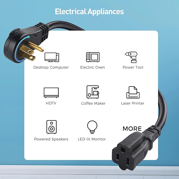 [ETL Listed] Cable Matters 2-Pack 16 AWG 360° Rotating Flat Plug Extension Cord - 3ft, 13A/1625W, Low Profile 3 Prong Power Extension Cords, NEMA 5-15P to NEMA 5-15R, Black