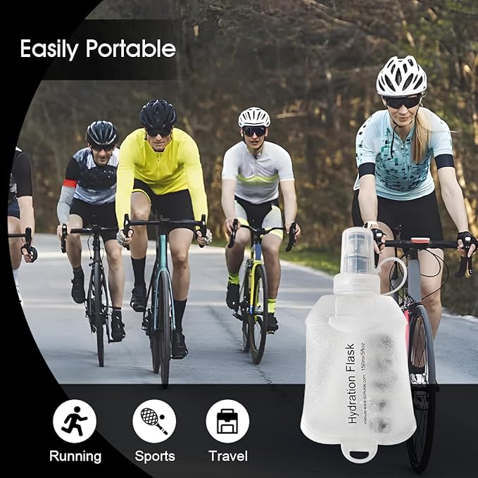 WILDREEDS 250ml Soft Flask, TPU Collapsible Soft Water Bottle for Hydration Pack, Running Vest, Folding Water Bottle for Hiking Cycling Climbing-2Pcs, White
