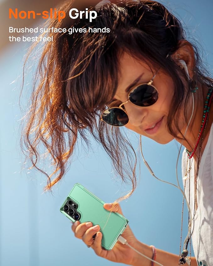 Lanhiem for Samsung Galaxy S25 Ultra Phone Case with Tempered Glass Screen Protector, Shock Absorption, Anti-Scratch Shockproof Case Cover for Samsung S25 Ultra, Green