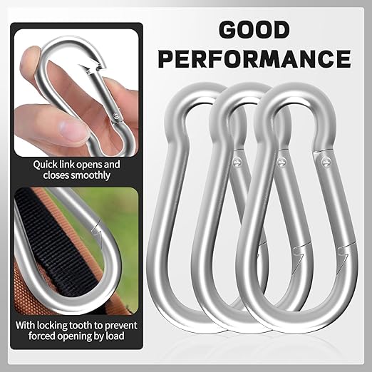 Carabiner, Heavy Duty Galvanized Steel Spring Snap Hook Carabiner Clips with 120LBS Holding Capacity, Ideal for Outdoor, Hammock, Swing and Travel (M4 1.57Inch, 20PCS)