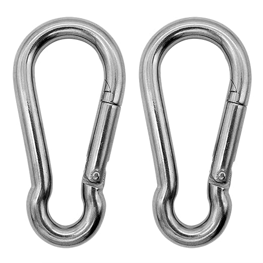 304 Stainless Steel Carabiners -4 inch Heavy Duty, Durable & Rust-Free Clips for Gym, Swing, Dog Leashes, Hammocks, Keychains, and More(304,M10,Pack of 2)