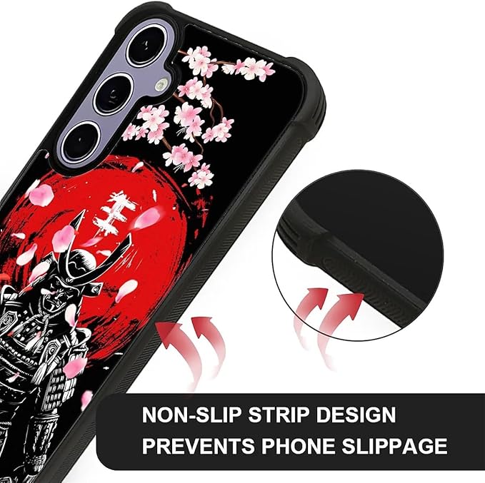 for Samsung Galaxy S24 S25 Case, Sakura Japanese Samurai Pattern Graphic Design Girl Boy Soft Silicone Hard Acrylic Shock Protection for Samsung Galaxy S24 S25