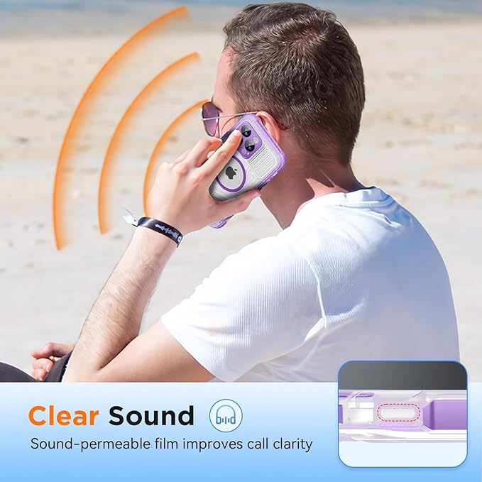 WIFORT for iPhone 15 Pro Max Waterproof Case, [IP68 Underwater Dustproof][Built-in Screen][15FT Military Shockproof], 360 Full Body Sealed Protection Cover Magnetic Frosted Phone Case, 6.7" Purple
