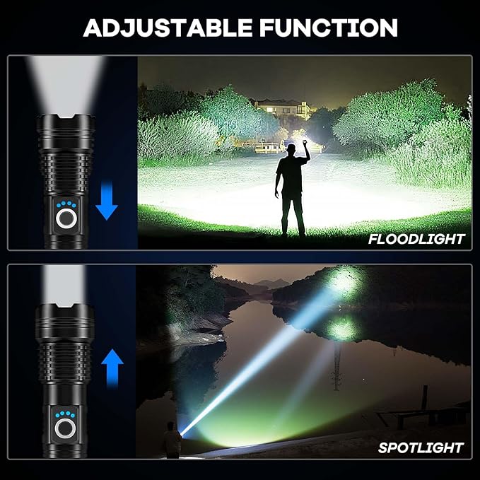 MIXILIN Rechargeable Flashlights High Lumens, 4 Pack 99,000 Lumens Super Bright Led Flashlight with USB Cable & 5 Modes, Handheld Flash Light Waterproof Flashlight for Home Camping