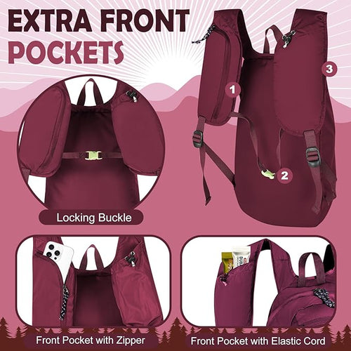 12L Ultralight & Thin Packable Daypack, Small Foldable Hiking Backpack Travel Bag, Water Resistant Day Pack for Men Women