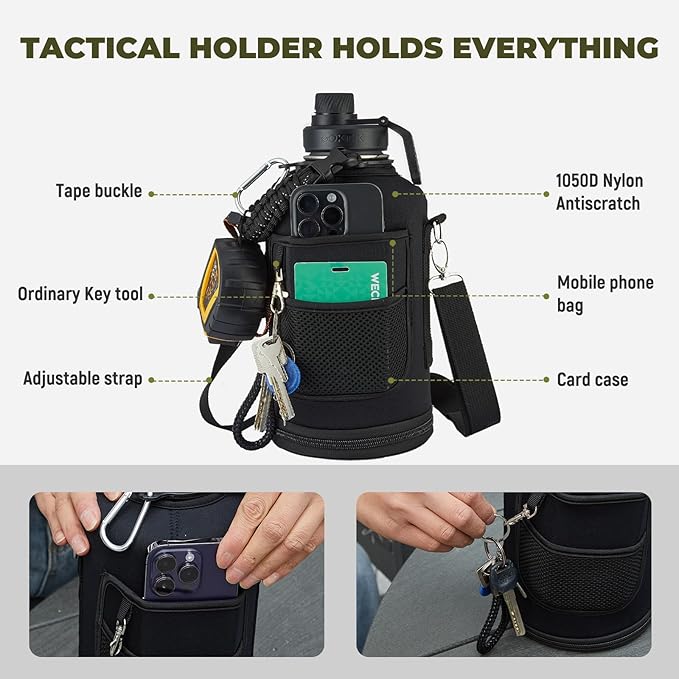 COKTIK 128oz Insulated Water Bottle - Stainless Steel Vacuum Metal, Portable 1 Gallon Large-Capacity Sports Bottle with Straw, Carry Bag and Handle Strap, Ideal for Gym & Hiking(Bubble Gum)