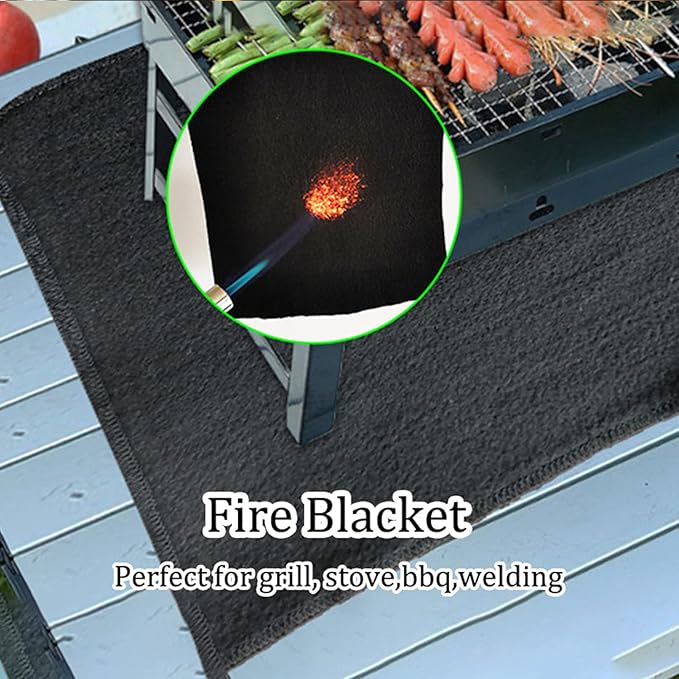 23.6" × 31.5" Welding Fireproof Blanket Large Flame Retardant Pad Outdoor Camping BBQ Emergency Supplies for Stove Grill Heat Insulation Carbon Felt Ground Table Protective Pad