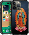 for iPhone 14 Pro Max Case, Red Virgen Guadalupe Pattern Graphic Design Girl Boy Soft Silicone Hard Acrylic Shock Protection for iPhone 14 Pro Max