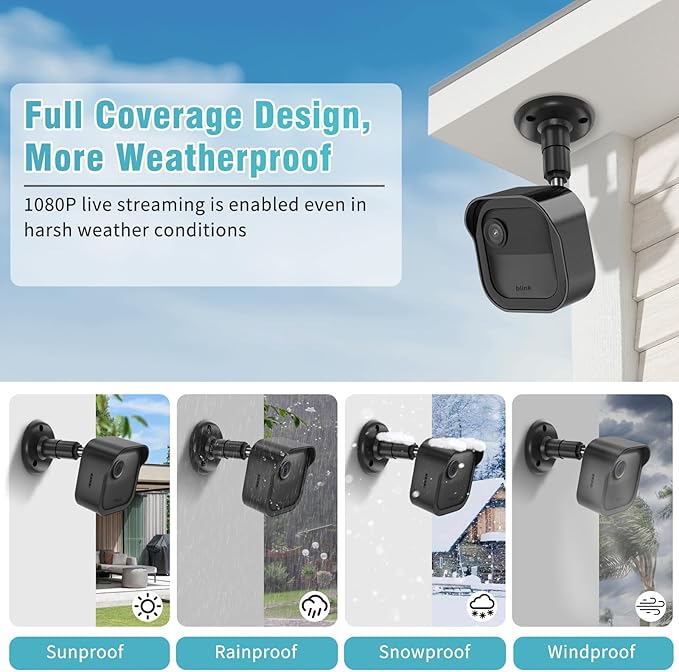 All-New Blink Outdoor Camera Wall Mount,5 Pack Weatherproof Housing, 360 Degrees Adjustable Bracket with Sync Module Core Mount for Blink Outdoor 2K+, 4th & 3rd Gen , Black(Camera is Not Included)