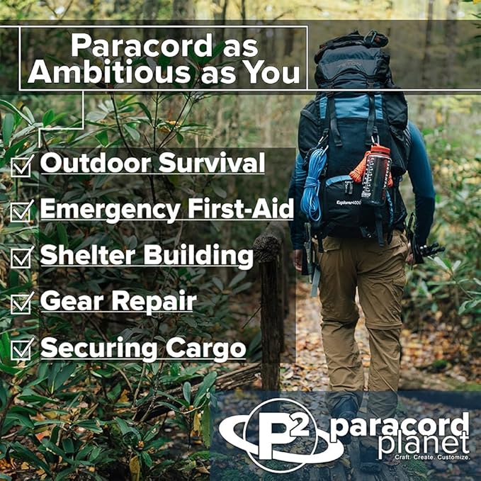 Paracord Planet 550 Camping Collection – Type III Paracord for Outdoor Enthusiasts - Multi Camo 10 Feet