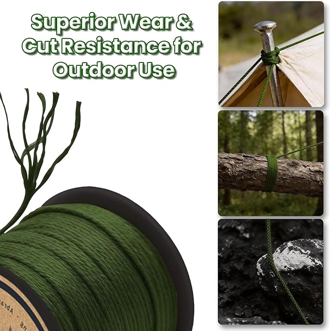 9KM DWLIFE Camo Green Kevlar Cord, High Strength, Ultralight, Abrasion Resistance for Trip Wire, Saw, Model Rocket, Hammock Tarp Ridgeline, Camping，Tactical Survival