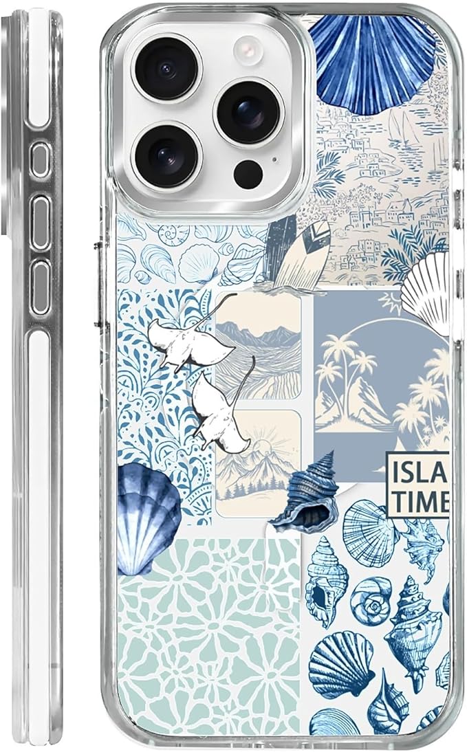 Case for iPhone 14 Pro,[Compatible with MagSafe],Sea Life Ocean Waves Seashell Collage Phone Case Design，for Women Girls Magnetic Clear Cover - Slim, Sleek, & Shockproof Protection