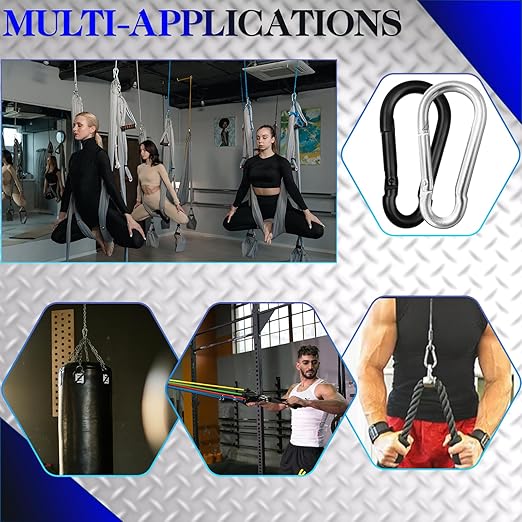 5 Pack 3.9" Heavy Duty Carabiner Clips, M10 Black Galvanized Steel Spring Snap Hooks, Rust-Resistant Keychain Clips for Hammock, Camping, Hiking, Fishing, Swing Set