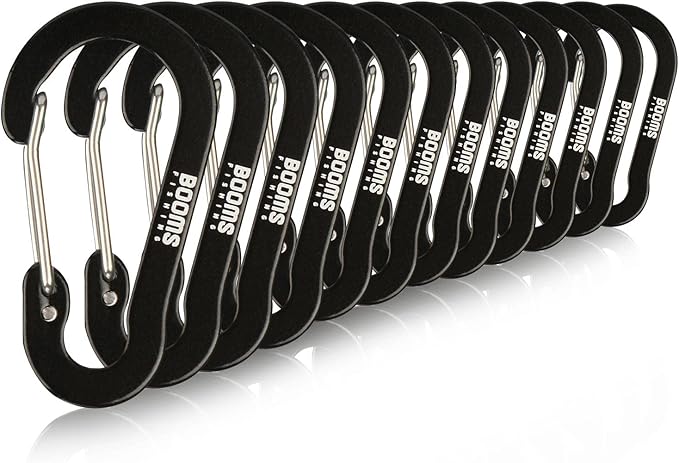 Booms Fishing CC1 Multi-Use Carabiner Clip, 6 Pack Small Caribeener Clips, Mini Keychain Caribeaner Clip 2 inch, Aluminum D Ring Carabiners, Multi-colored