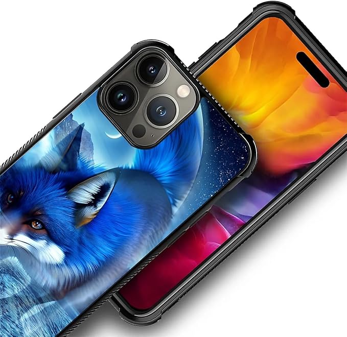 for iPhone 15 Pro Case, Snowy Mountain Fox Lake Pattern Graphic Design Girl Boy Soft Silicone Hard Acrylic Shock Protection for iPhone 15 Pro