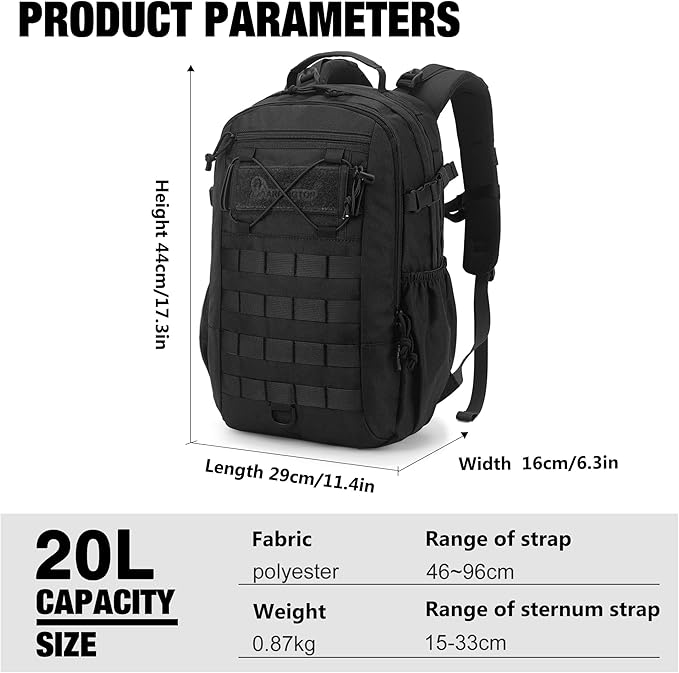 Mardingtop Small Military Tactical Backpack for Men 20L Molle Rucksack EDC Daypack for Hiking,Travel,Camping, Hunting