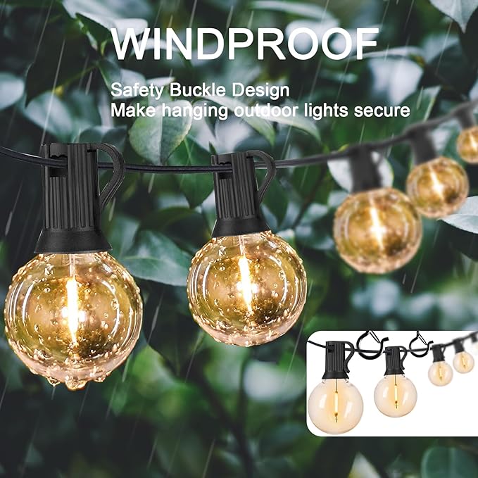 ADIIL 50 PCS Q Hanger Hooks with Safety Buckle, Windproof Screw Hooks for Hanging Outdoor String Lights, Plants, Christmas Patio Lights, 2.2 Inches, Black