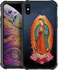 for iPhone Xs Max Case, Red Virgen Guadalupe Pattern Graphic Design Girl Boy Soft Silicone Hard Acrylic Shock Protection for iPhone Xs Max