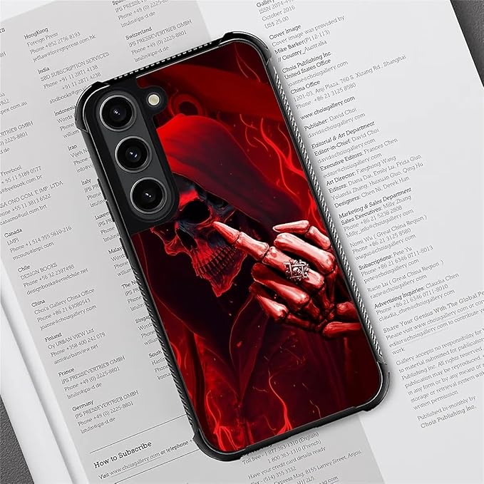 for Samsung Galaxy S23 Plus Case, Gestures Funny Skull Pattern Graphic Design Girl Boy Soft Silicone Hard Acrylic Shock Protection for Samsung Galaxy S23 Plus