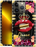 Compatible with iPhone 13 Pro Max Case, Queen Lip Crown Leopard Print Luxury Golden Decoration for Girl Women Soft TPU Shockproof Protective Hard PC Back for iPhone 13 Pro Max