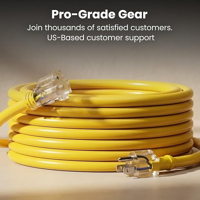 GEARit 100 Ft Extension Cords 14/3 Gauge Outdoor/Indoor SJTW 14 AWG 3 Prong Heavy Duty Power Cable 13A 125V 1625W for Lawn, Garden, Appliances Yellow