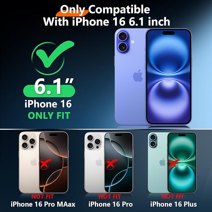 2025 New Designed for iPhone 16 Case Waterproof, [Built-in Screen Protector & Glass Camera Protector][Full Body Shockproof][IP68 Underwater][Dustproof][Dropproof] Phone Case for iPhone 16 6.1"