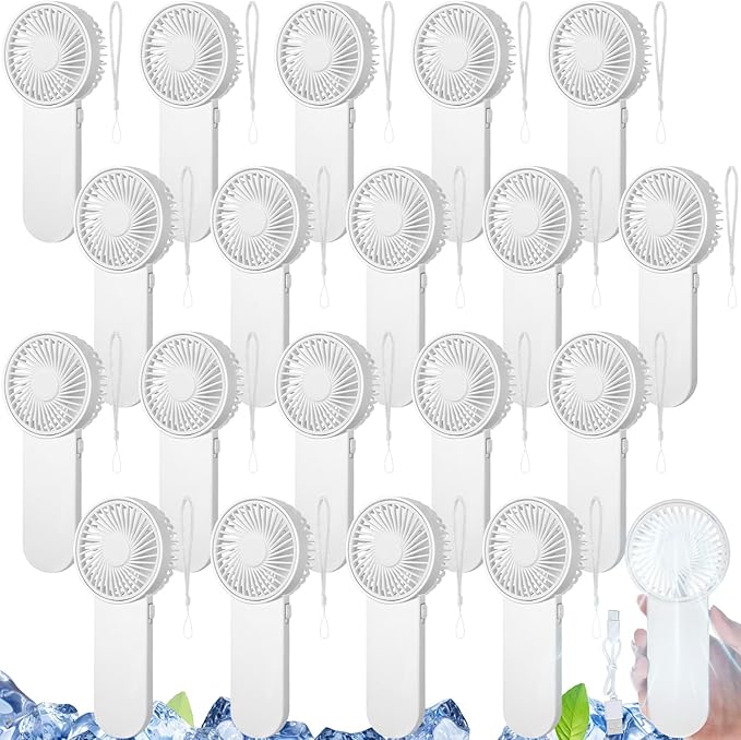 Sumind 20 Pcs Small Personal Portable Fan Mini Handheld Bulk 1 Speed Electric Cute Battery Powered for Neck Lash Makeup Women Men Travel Camping Indoor Outdoor Summer (White)