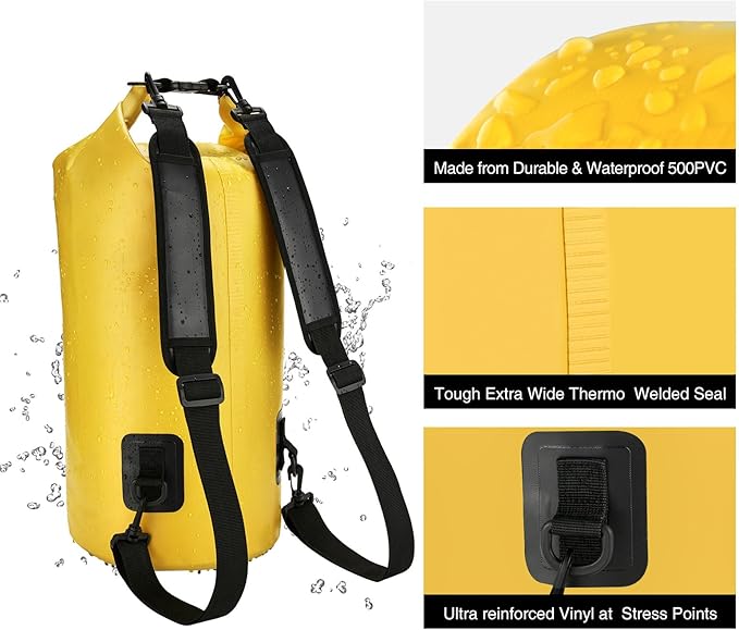 Piscifun Dry Bag, Waterproof Floating Backpack 10L/20L/30L/40L with Waterproof Phone Case for Boating, Kayaking, Fishing