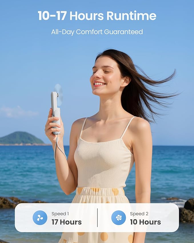 Gaiatop Portable Handheld Fan, 3 in 1 Mini Fan Handheld [17h Max Cooling], Foldable Personal Fans Pocket Design, USB Travel Fans Portable, Lash Trip Summer Essential Cute Gifts for Women Girl, White