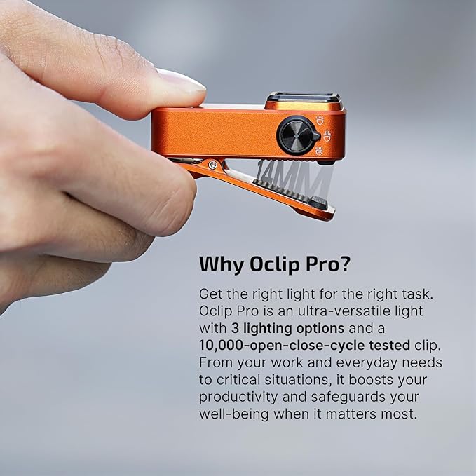 OLIGHT Oclip Pro EDC Flashlight Clip-on Light, Rechargeable 500 Lumens with Three Lighting Solutions Type-C Charging, Magnetic Flash Lights for Signaling, Cycling, Outdoor or Indoor Use(Orange)