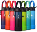 Farsea Insulated Water Bottle With Paracord Handle, Protective Silicone Boot and 2 Lids (Straw Lid & Spout Lid), Stainless Steel Water Bottle Wide Mouth, Double Wall Sweat-Proof BPA-Free, 24 oz
