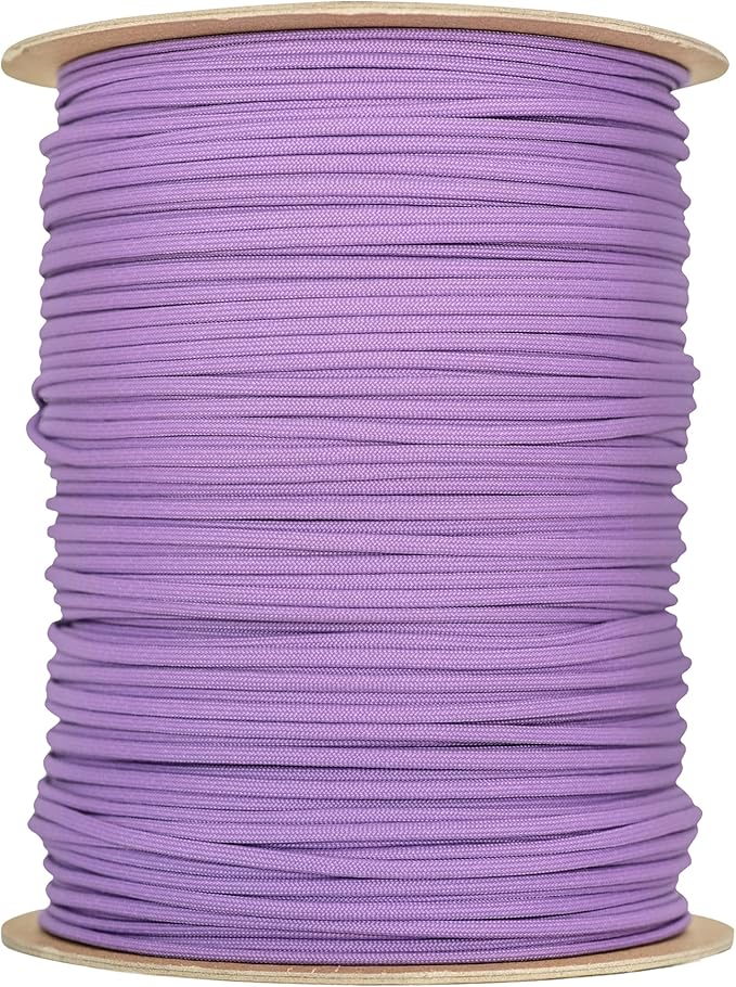 The Paracord Store | Type III 550 Paracord - 1000 FT Spool, Lilac | Heavy Duty 7 Strand Tactical Paracord - USA Made Nylon Outdoor Parachute Cord for Camping, Fishing & More - Survival Cord