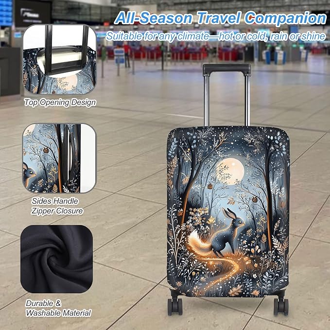 Luggage Cover Protector for 26-28 Inch Suitcases, TSA Approved Elastic Travel Suitcase Covers, Anti-Scratch Washable Luggage Sleeve for Carry On & Checked Bags, Hare