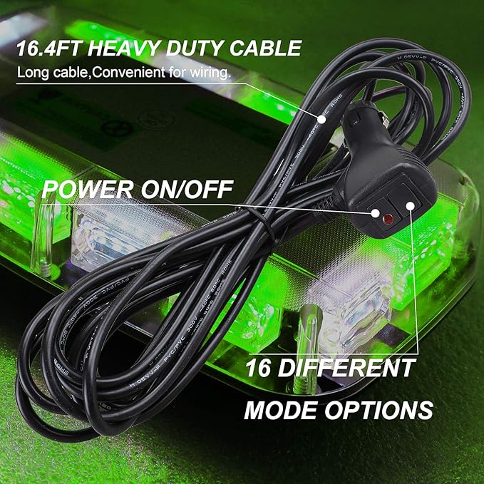 ASPL 48LED Roof Top Strobe Lights, High Visibility Emergency Safety Warning LED Mini Strobe Light bar with Magnetic Base for 12-24V Snow Plow, Trucks, Construction Vehicles (Green/White)