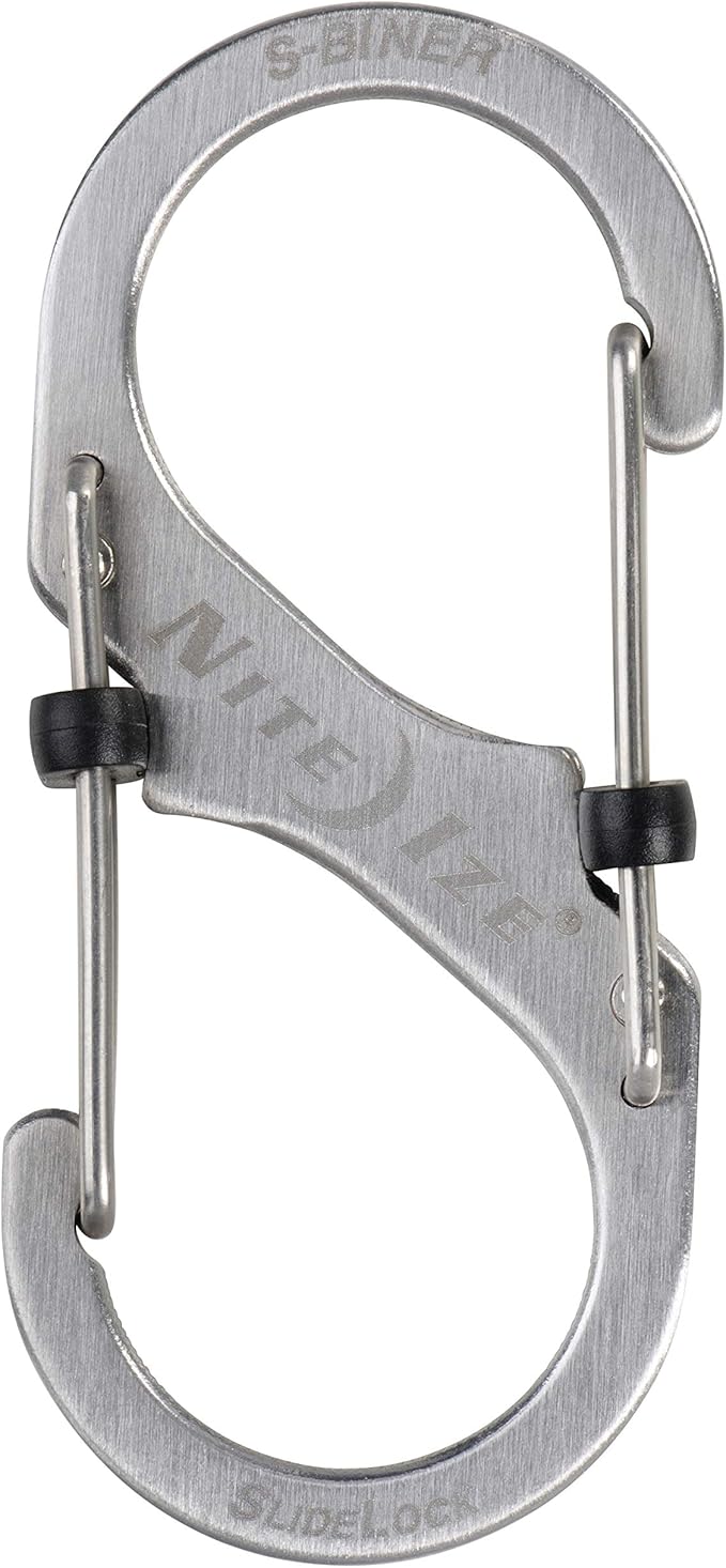 Nite Ize Size-3 S-Biner SlideLock Dual Carabiner, Locking Gates, Stainless Steel (Pack of 2)