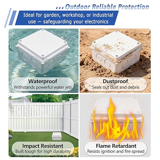 NineLeaf White Junction Box, IP65 Waterproof ABS Plastic Electrical Enclosure, Outdoor Dustproof Weather Resistant Project Box, 3.9 x 3.9 x 2.8 Inch (100x100x70mm), 2PK