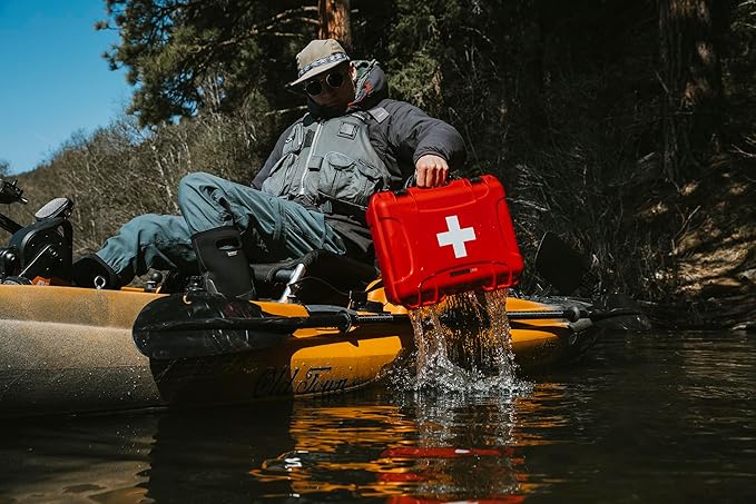 NANUK 910 Waterproof First Aid Box Empty – Durable, Medical First Aid Organizer Case, IP67-Rated, Dustproof, Impact-Resistant, and Floats (13.2" x 9.2" x 4.1") – Red