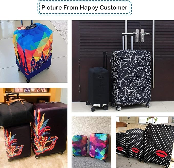 Explore Land Travel Luggage Cover Suitcase Protector Fits 31-32 Inch Case (Black Polygonal, XL)
