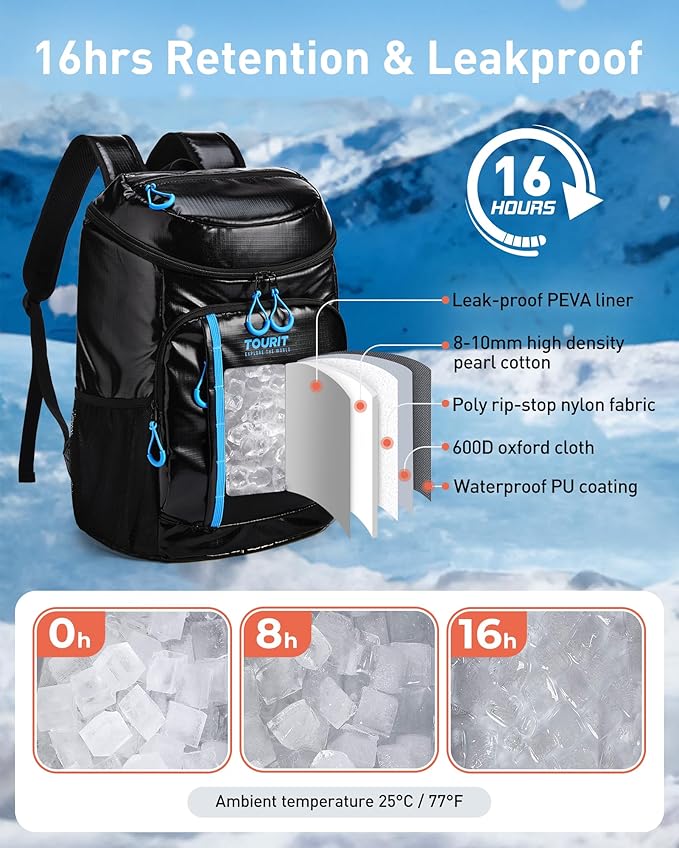 TOURIT Cooler Backpack Lightweight Insulated Backpack Cooler Leak-Proof for Men and Women, Sports Fan Coolers