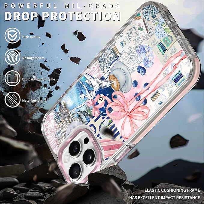 Case for iPhone 14 Pro Max,[Compatible with MagSafe],Pink Bow Girly Coquette Collage Phone Case Design，for Women Girls Magnetic Clear Cover - Slim, Sleek, & Shockproof Protection