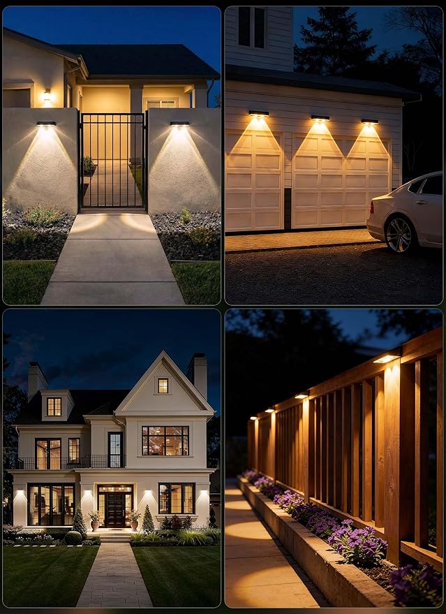 Brightown 4 Pack Solar Lights Outdoor Waterproof, Color Changing Solar Fence Deck Step Flood Lights, Warm White & RGBCW 11 Color, IP65 Waterproof Garden Lights for Outside Backyard Yard Step Patio