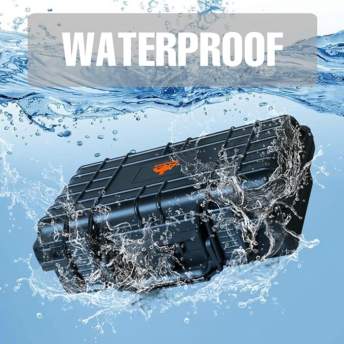Jack Boss 11.3x 7x 2.3 Inch Hard Case, Portable Weather Waterproof Protective Camera Case with Customizable Foam, Fit Use of Drones, Camera, Equipments, Black