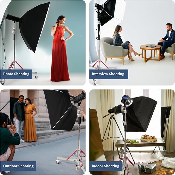 Kate 2 Pack Heavy Duty 10.8ft Light Stand with Casters, Adjustable Reinforced Stainless Steel Light Stand Tripod with 3 Wheels for Photography for Studio Softbox, Monolight, Reflector