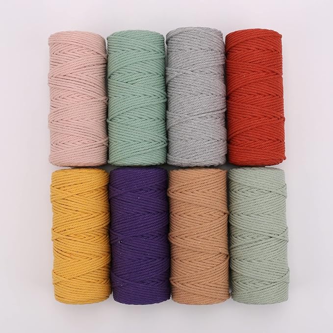 Light Grey Macrame Cord 3mm x 109Yards,Colored Cotton Rope Craft Cord Colorful Cotton Cord Twine for Wall Hanging Plant Hangers Crafts Knitting Decorative Projects